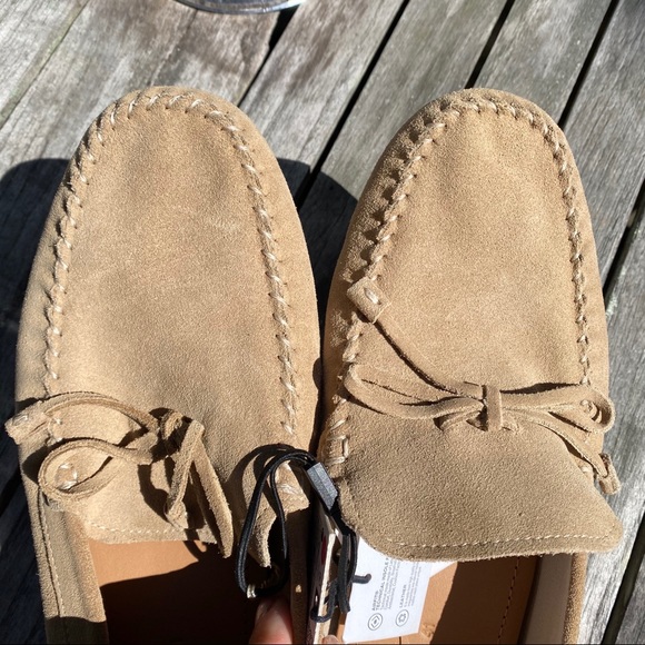 🍂 ZARA TAN SUEDE LEATHER STITCHED MOCCASINS! - Picture 4 of 16